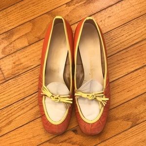 Vintage‎ Jack Rogers cream /orange/yellow Leathet
